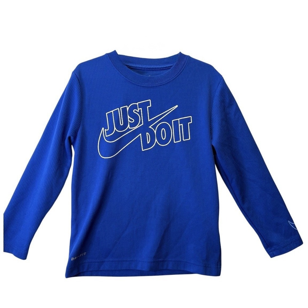 Nike Boys Size 7 Large Long Sleeve Royal Blue Tee Back To School